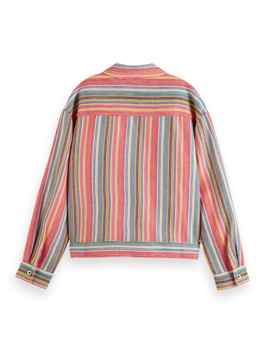 SHORT TRUCKER JACKET IN MULTI COLOUR STRIPE