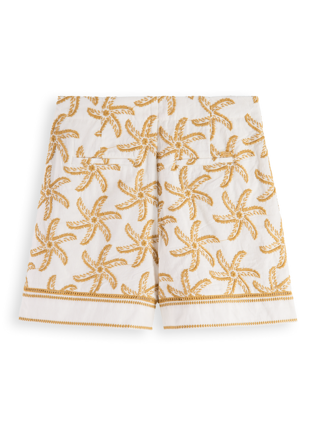 STARFISH EMBROIDERED HIGH-RISE LINEN SHORT