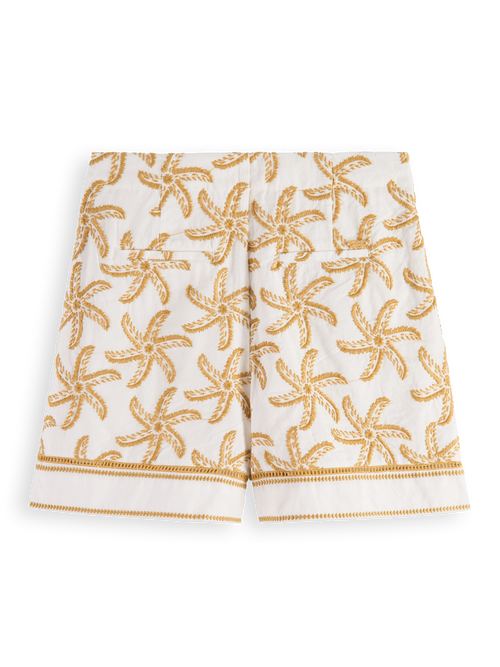 STARFISH EMBROIDERED HIGH-RISE LINEN SHORT