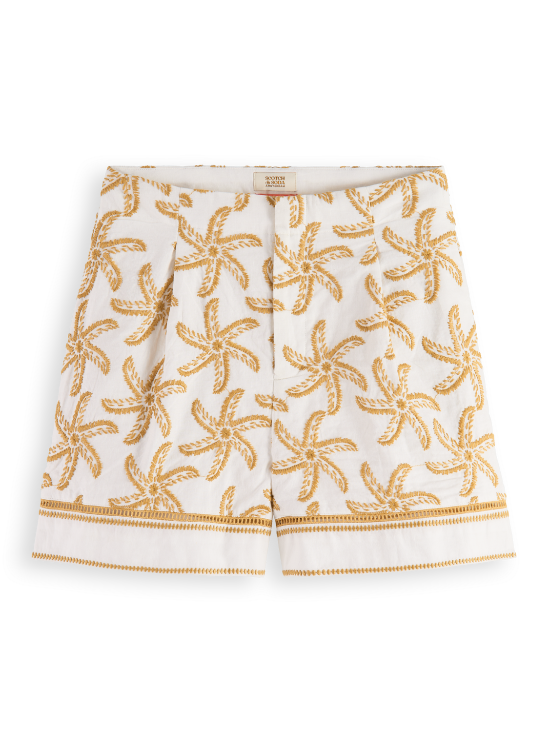 STARFISH EMBROIDERED HIGH-RISE LINEN SHORT