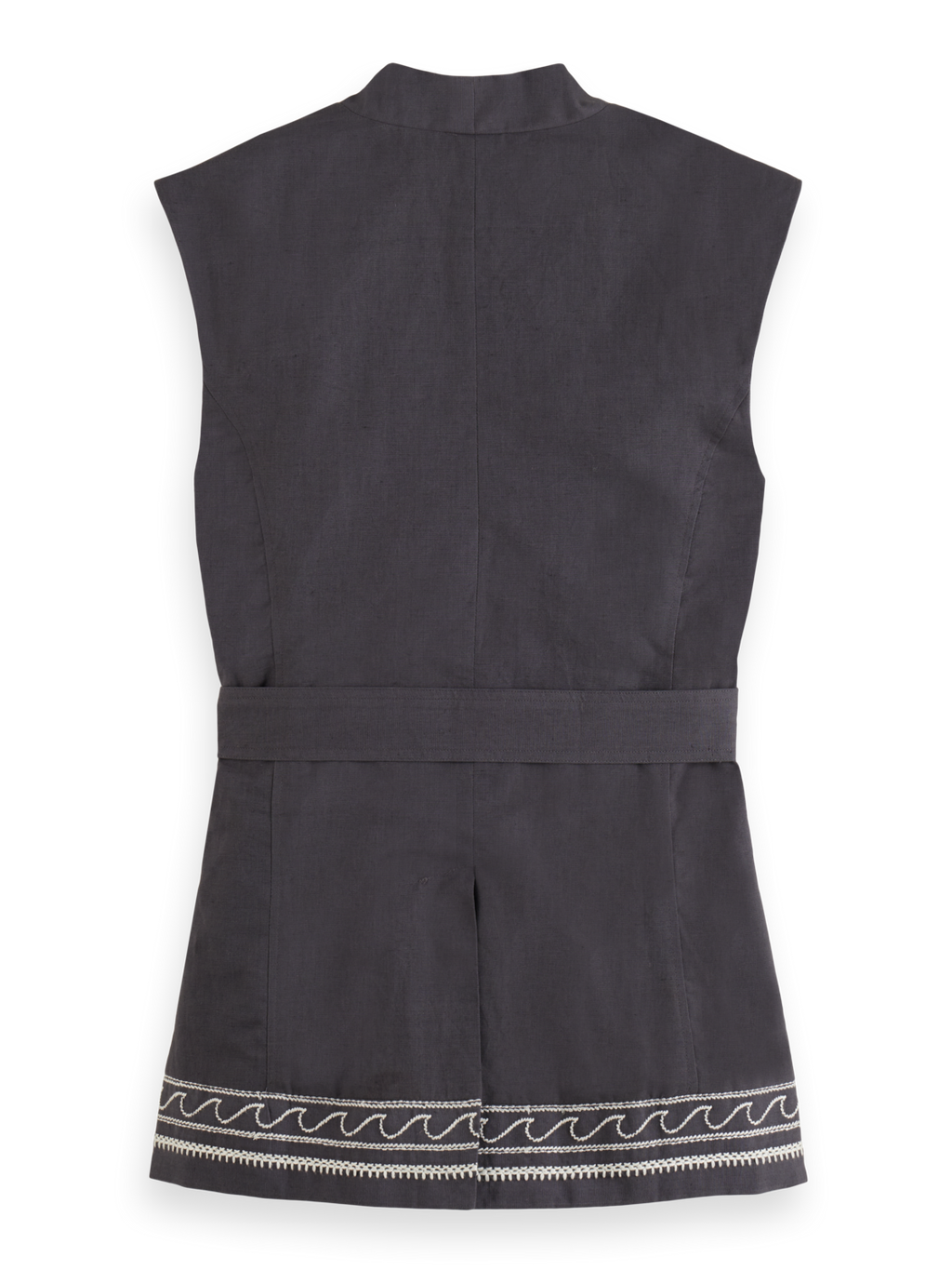 BELTED GILET WITH PALM EMBROIDERY