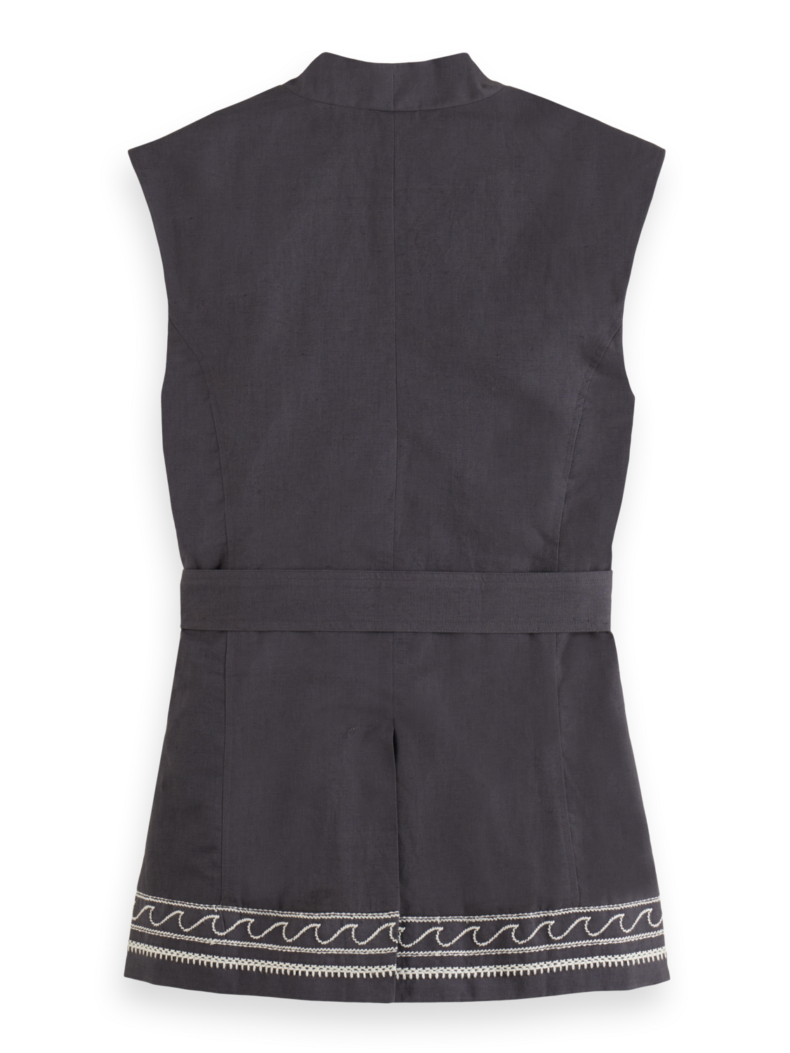 BELTED GILET WITH PALM EMBROIDERY