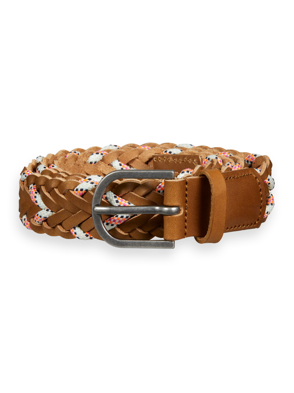 BRAIDED LEATHER AND CORD BELT