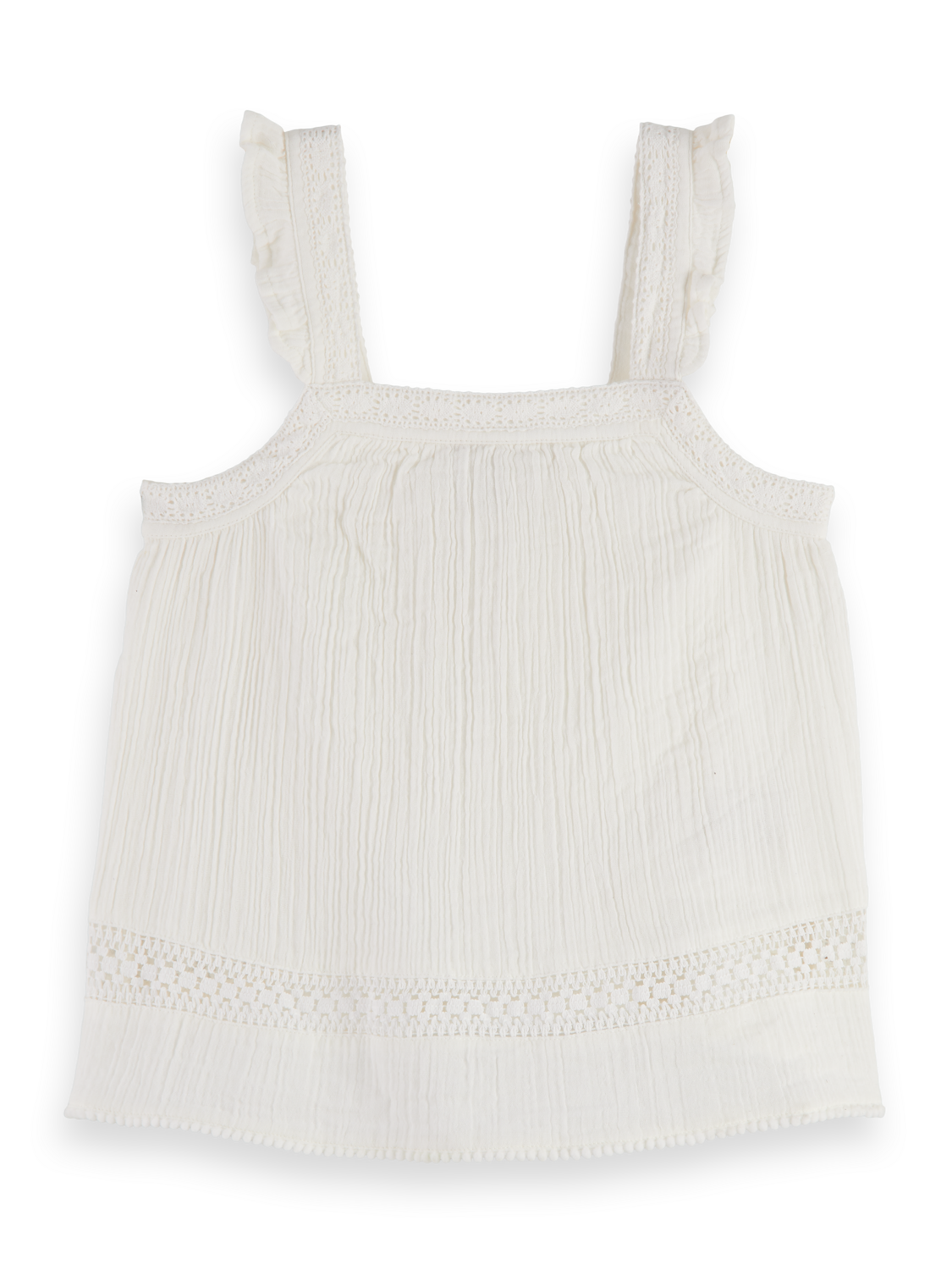 Girls LACE DETAIL CRINKLE COTTON TANK