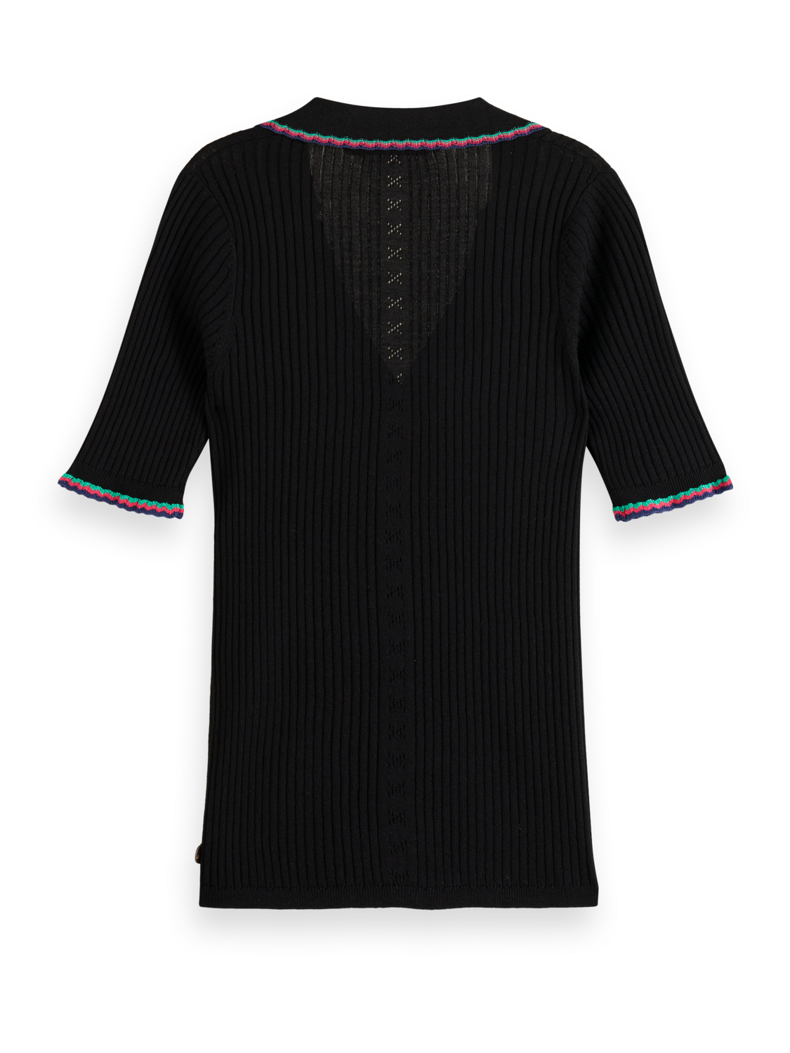 RIB COLLARED KNITTED TEE