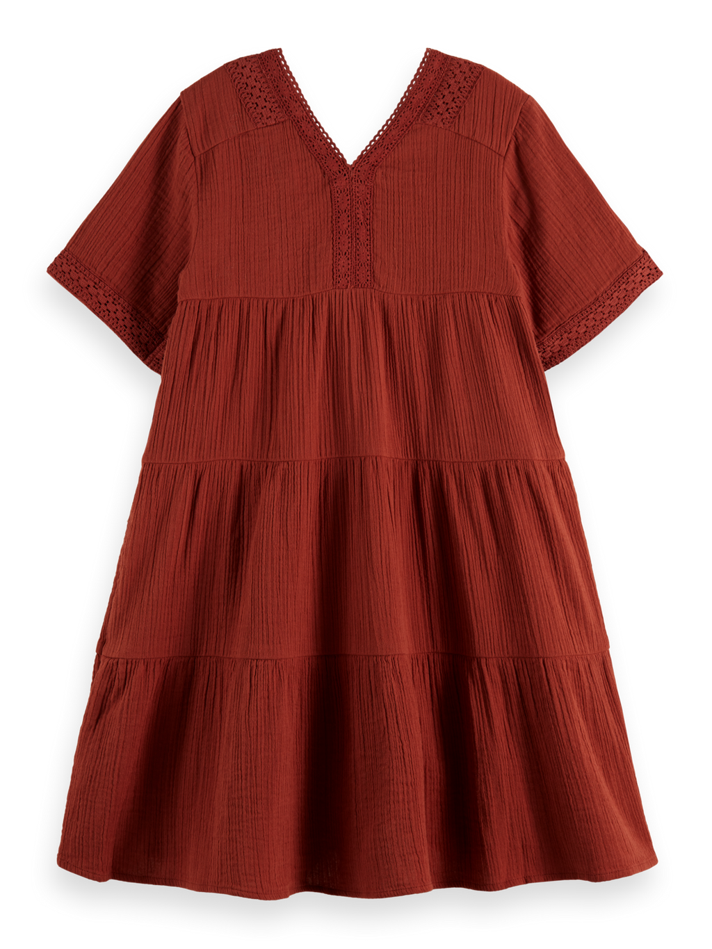 Girls LACE DETAIL CRINKLE COTTON MIDI DRESS