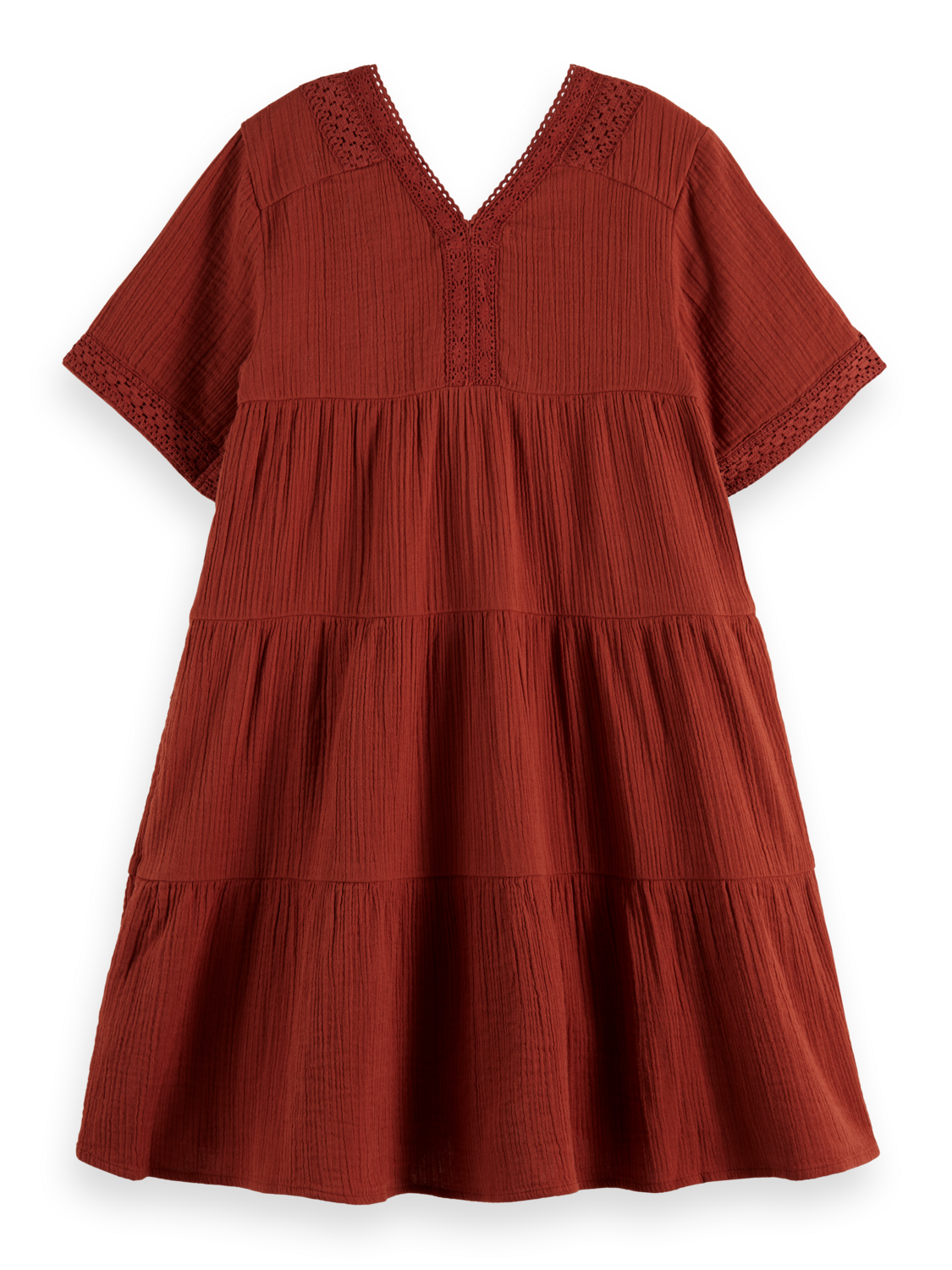 Girls LACE DETAIL CRINKLE COTTON MIDI DRESS