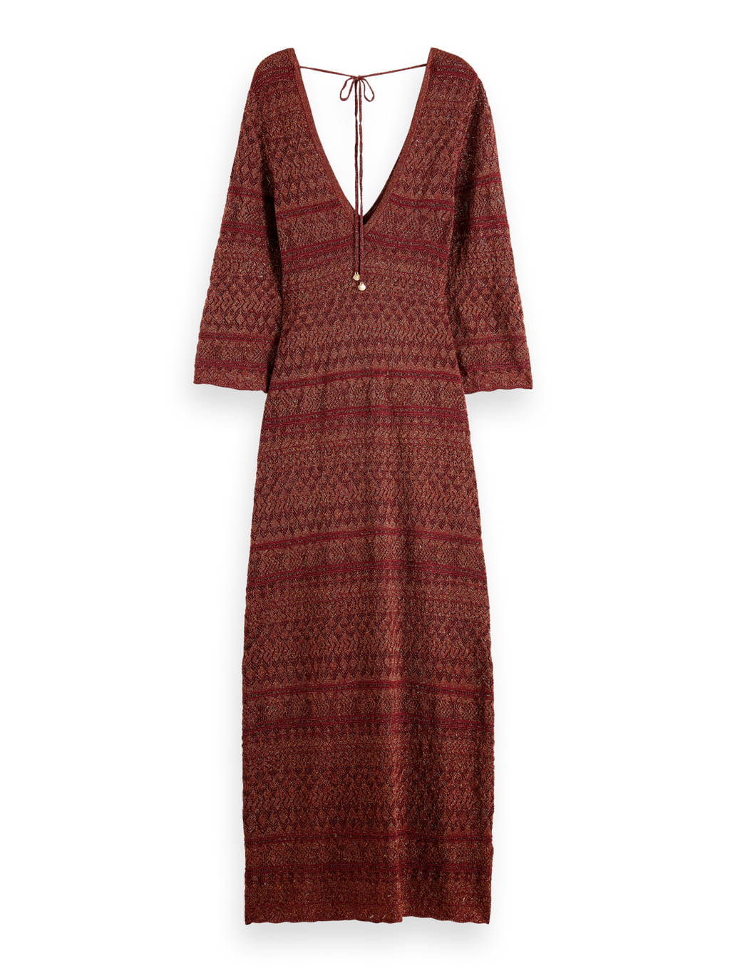 METALLIC POINTELLE KNITTED DRESS
