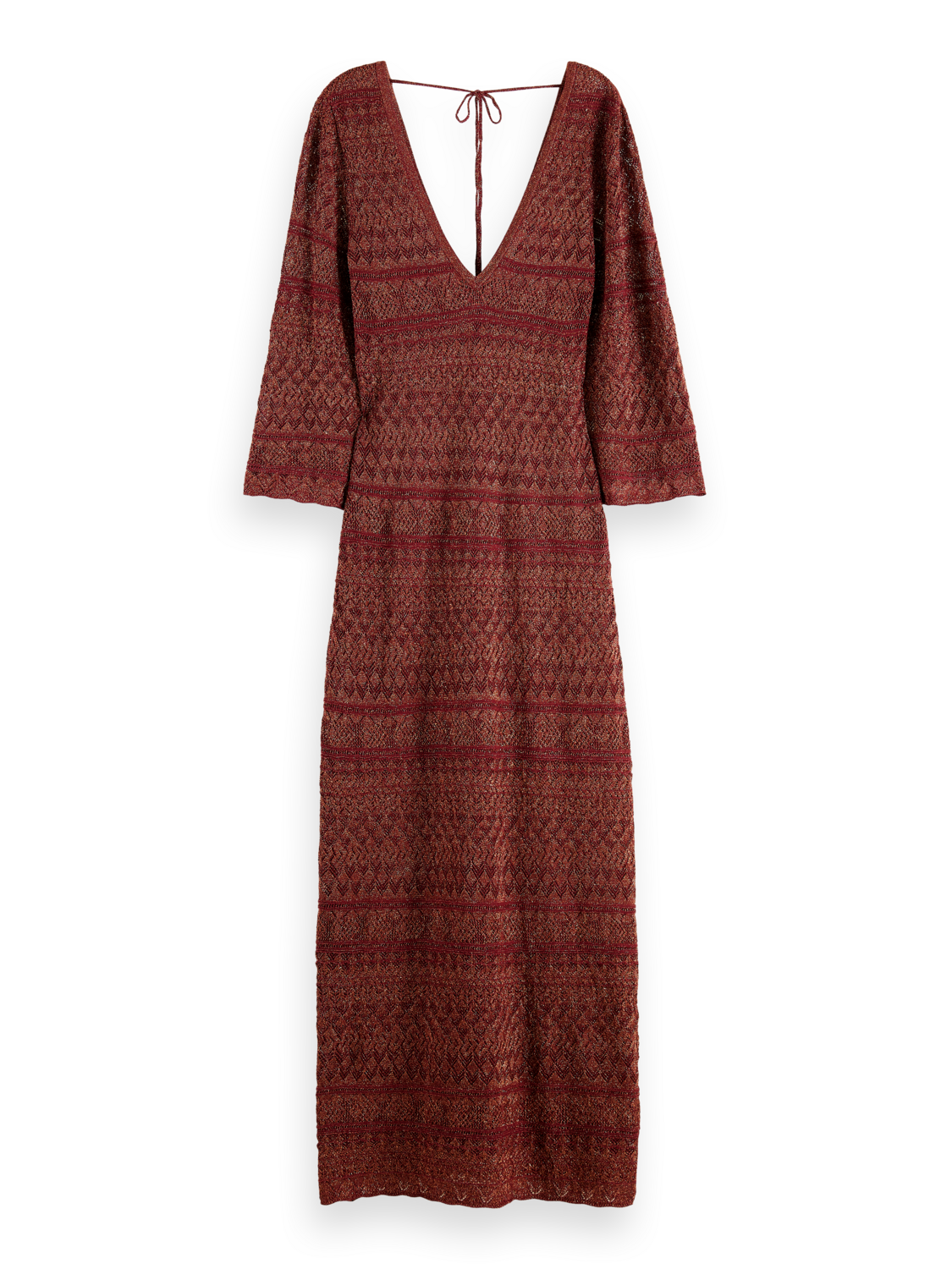 METALLIC POINTELLE KNITTED DRESS