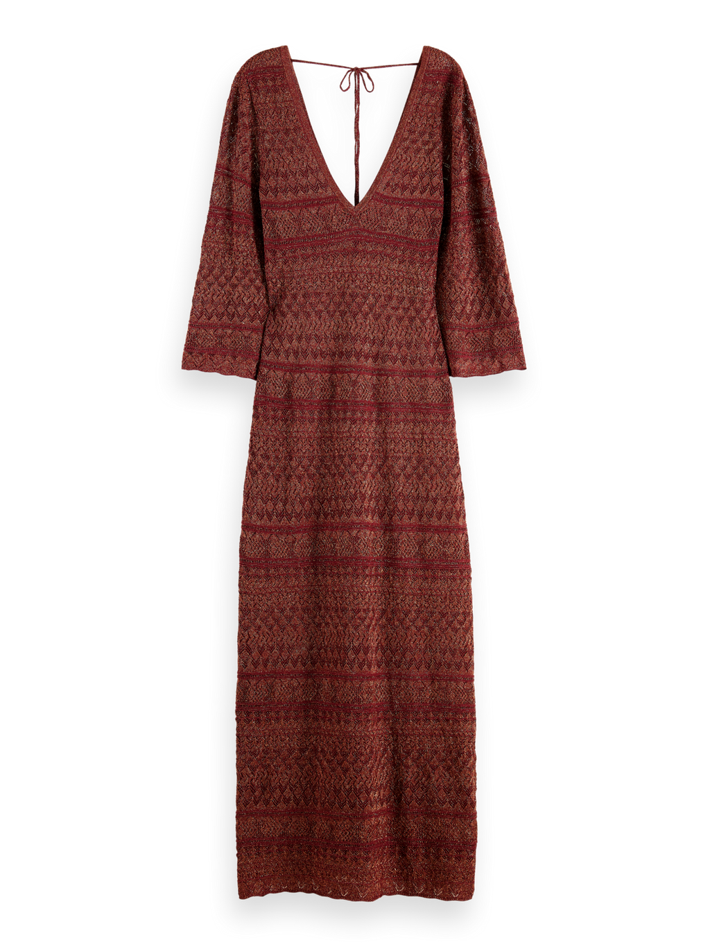 METALLIC POINTELLE KNITTED DRESS