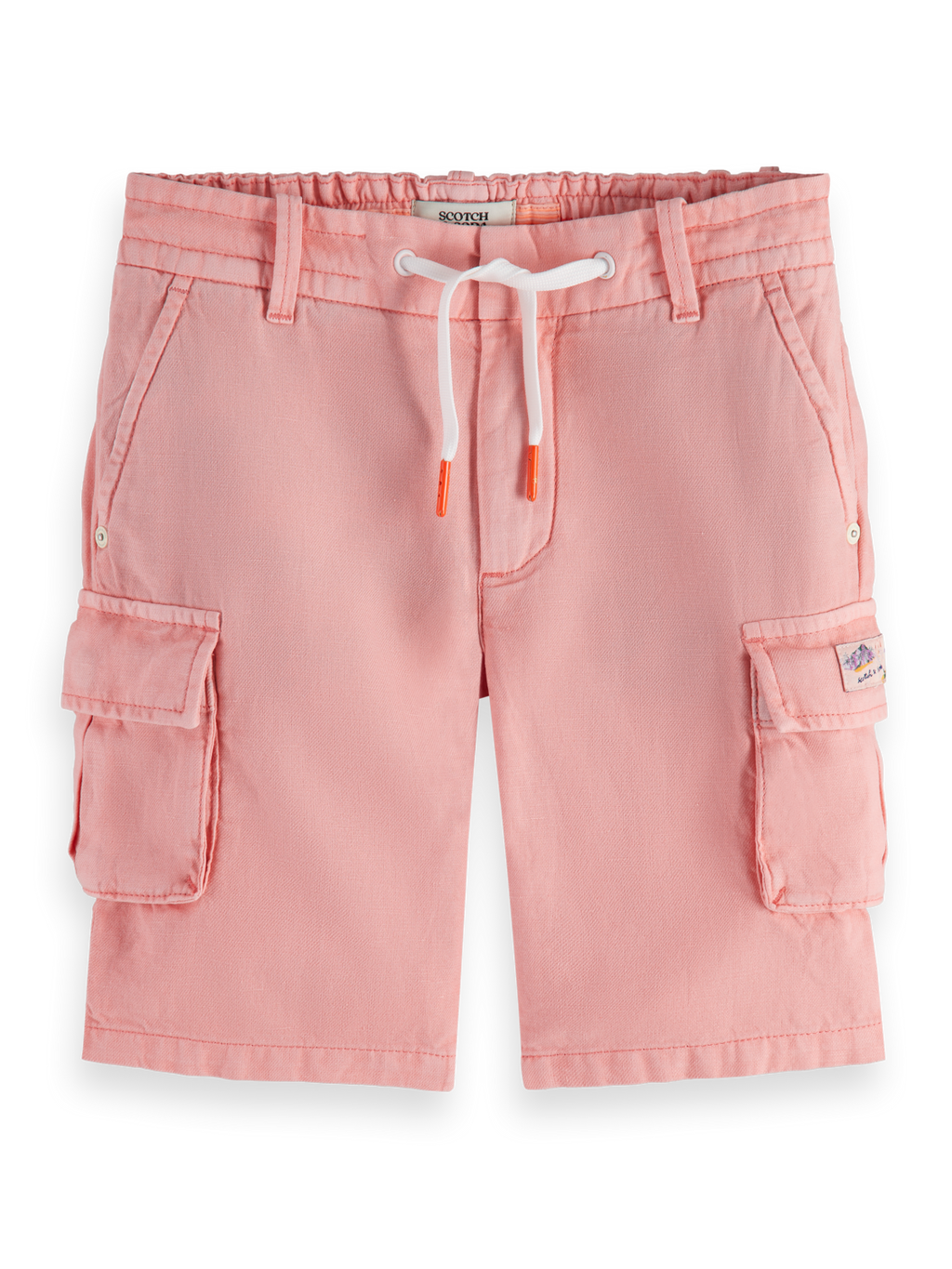 Boys LONGER-LENGTH - GARMENT-DYED COTTON LINEN CARGO SHORTS