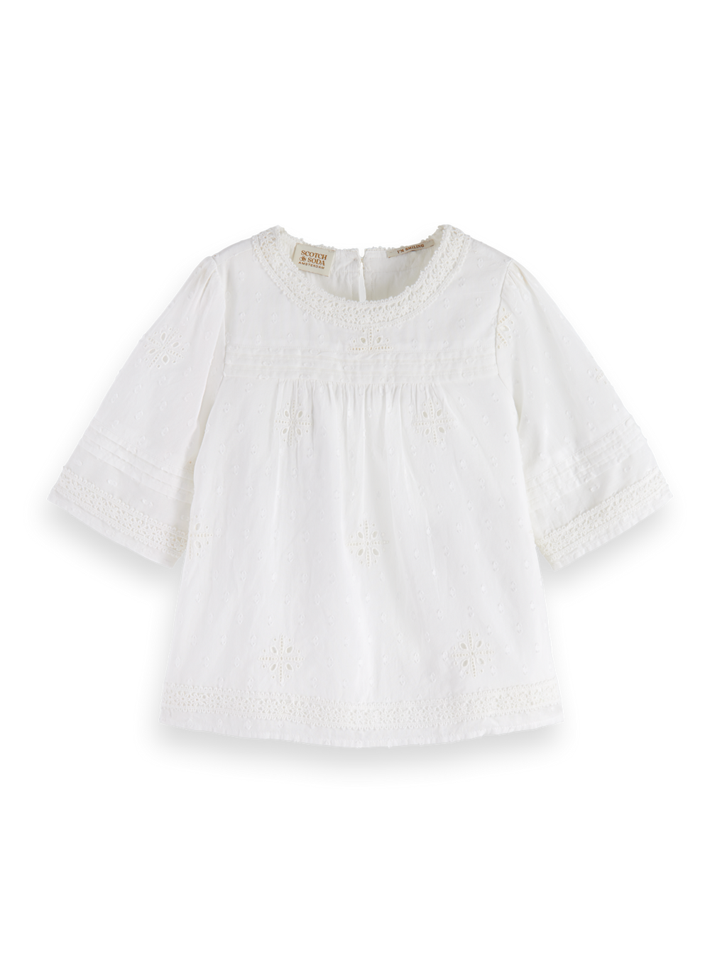 Girls BRODERIE ANGAISE & CLIP JACQUARD TOP