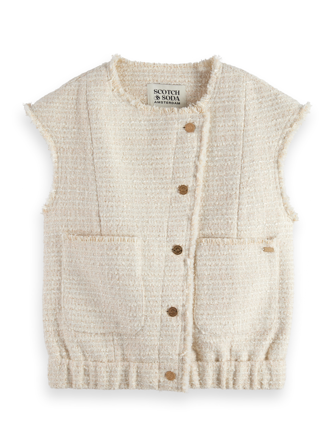 BOUCLE TWEED COLLARLESS GILET