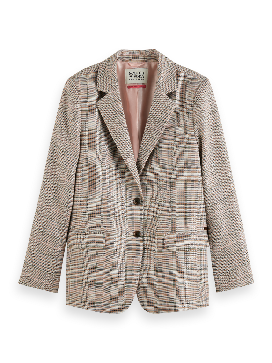 SEQUIN PRINCE OF WALES CHECK BOYFRIEND SB BLAZER