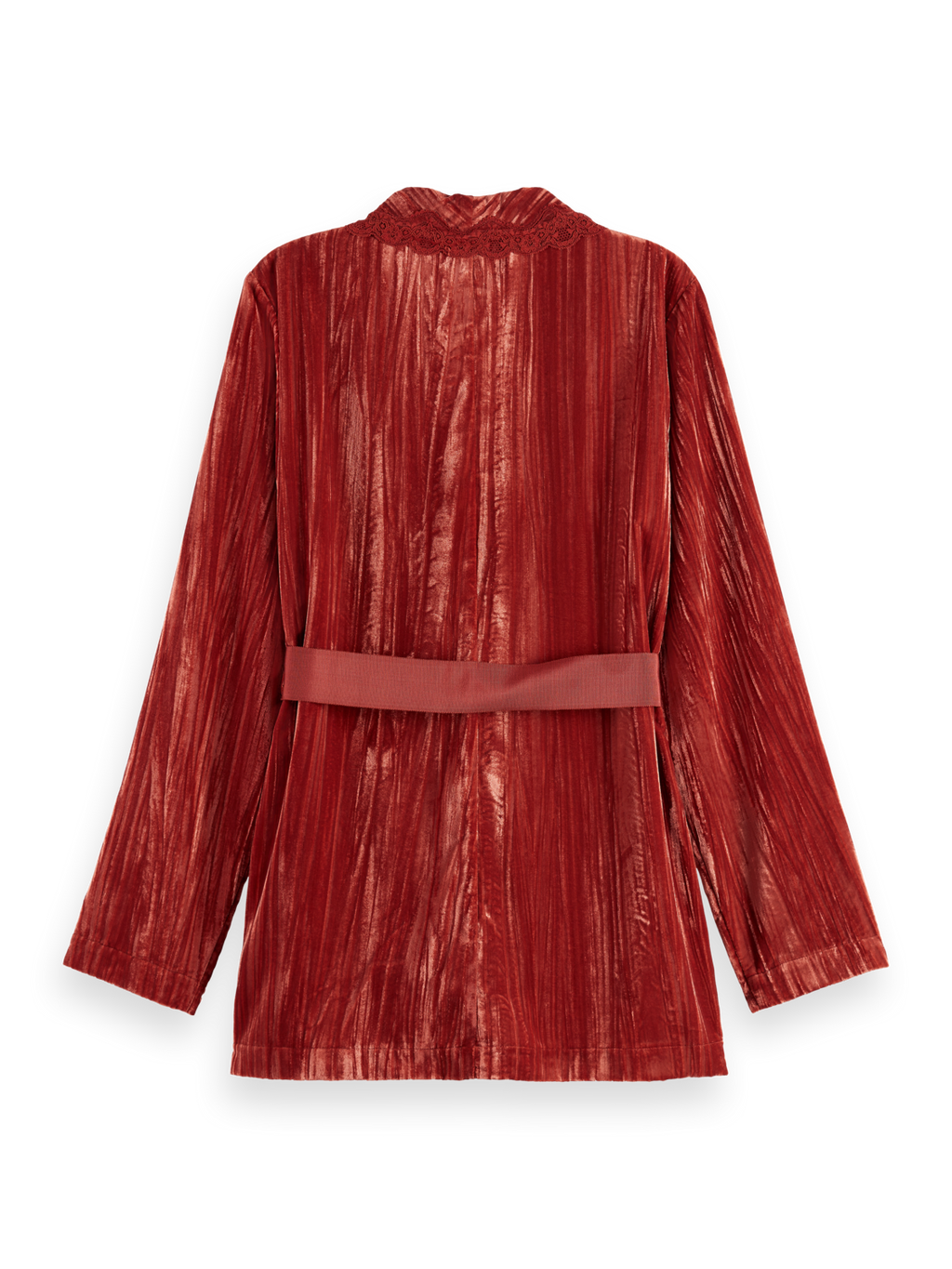LACE TRIMMED VELVET PYJAMA BLAZER