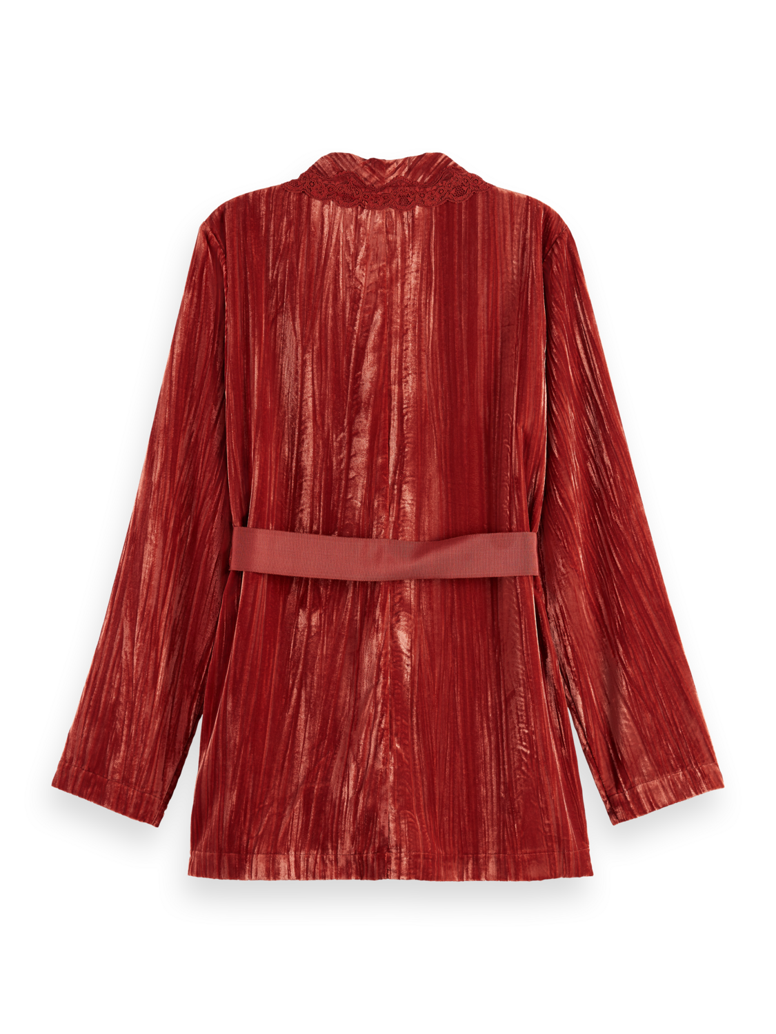 LACE TRIMMED VELVET PYJAMA BLAZER