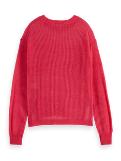 FUZZY OPEN KNIT RELAXED PULLOVER