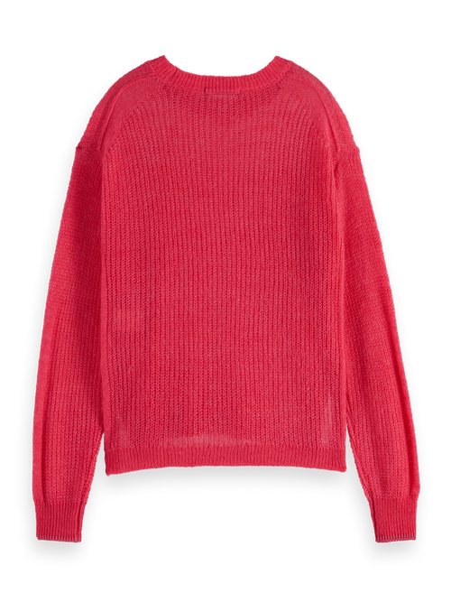 FUZZY OPEN KNIT RELAXED PULLOVER