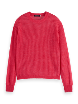 FUZZY OPEN KNIT RELAXED PULLOVER