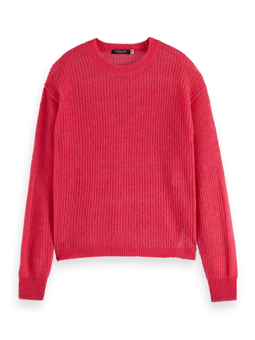 FUZZY OPEN KNIT RELAXED PULLOVER