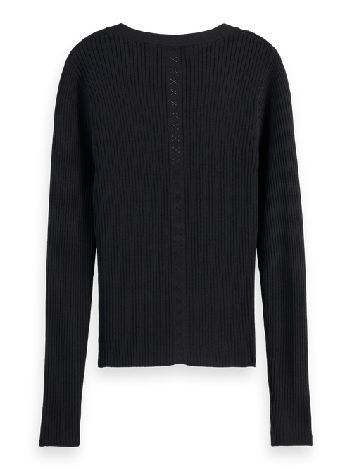 RIBBED FITTED PULLOVER