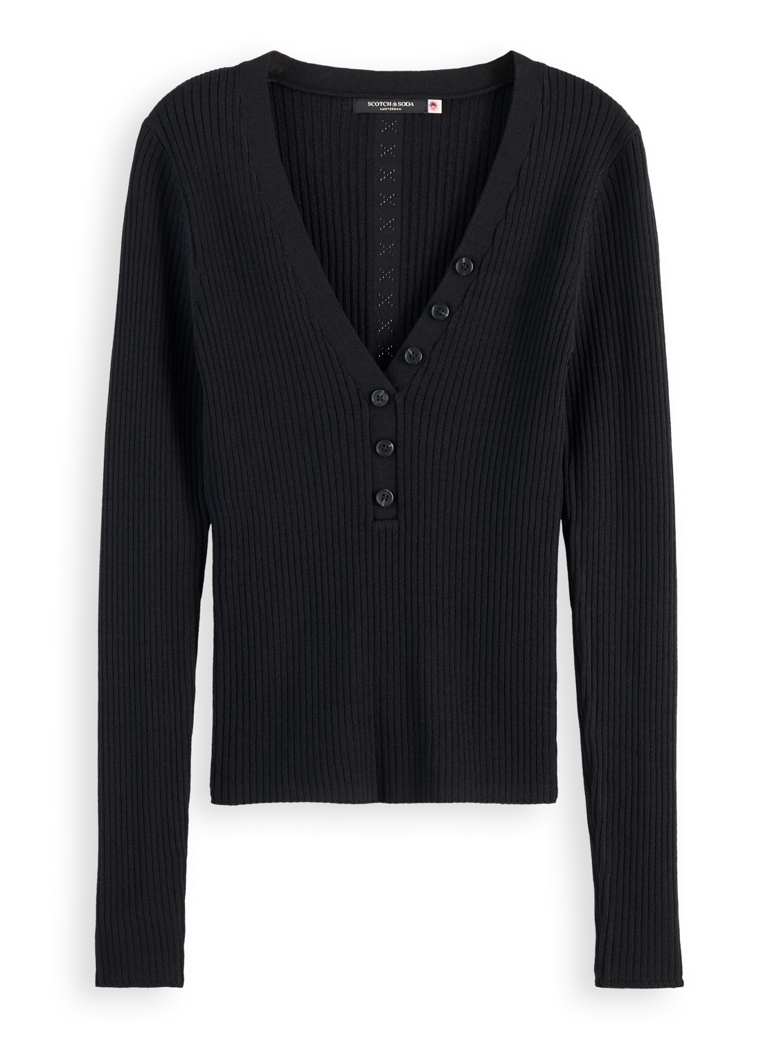 RIBBED FITTED PULLOVER