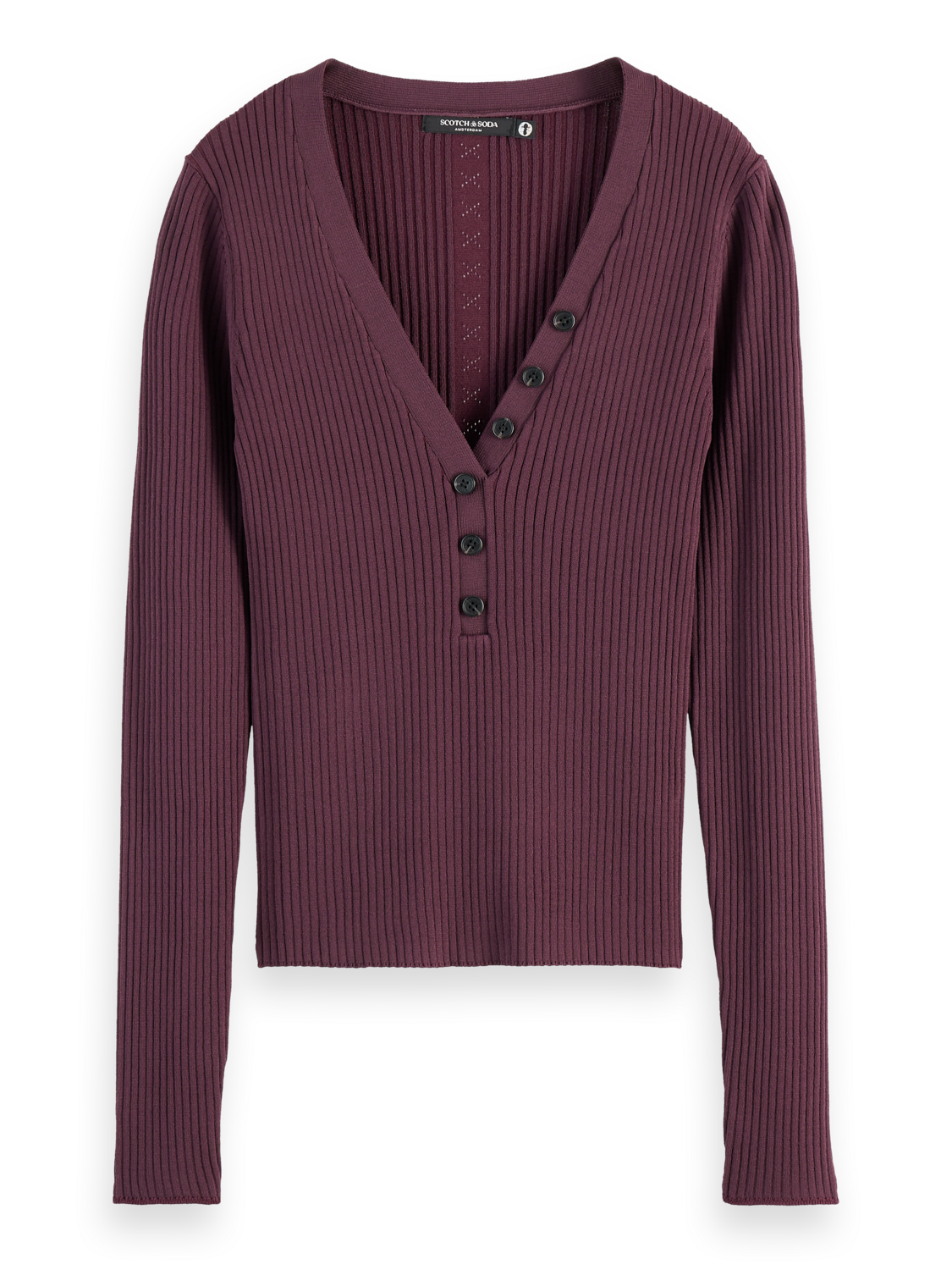 RIBBED FITTED PULLOVER