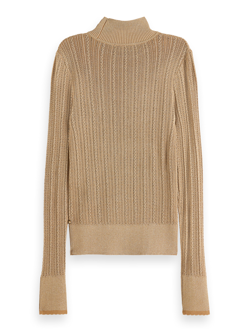 METALLIC POINTELLE FITTED PULLOVER