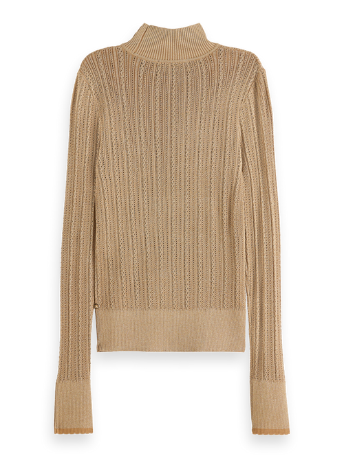 METALLIC POINTELLE FITTED PULLOVER