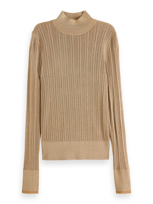 METALLIC POINTELLE FITTED PULLOVER