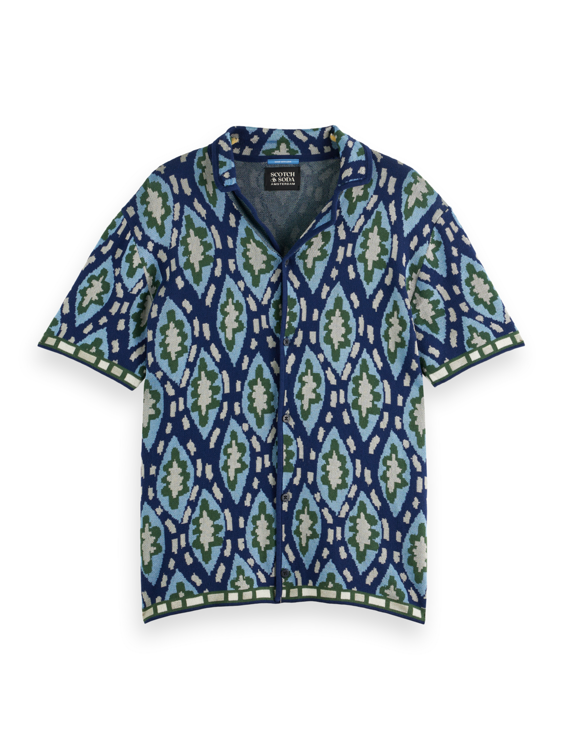 JACQUARD KNITTED SHORT-SLEEVED SHIRT