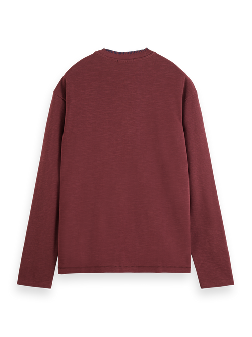 RELAXED FIT BLANKET STITCH SLUB LONGSLEEVE T-SHIRT