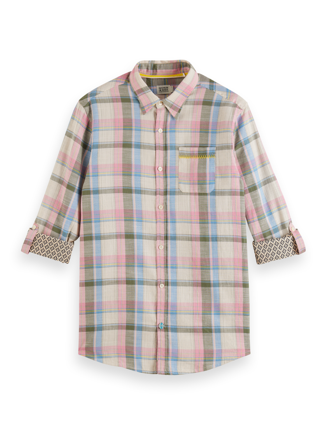 YARN DYE CHECK ROLL UP SHIRT