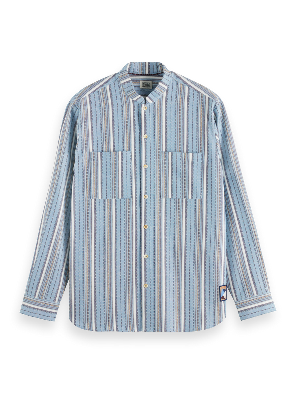 RELAXED FIT STRUCTURED MULTICOLOR STRIPE SHIRT