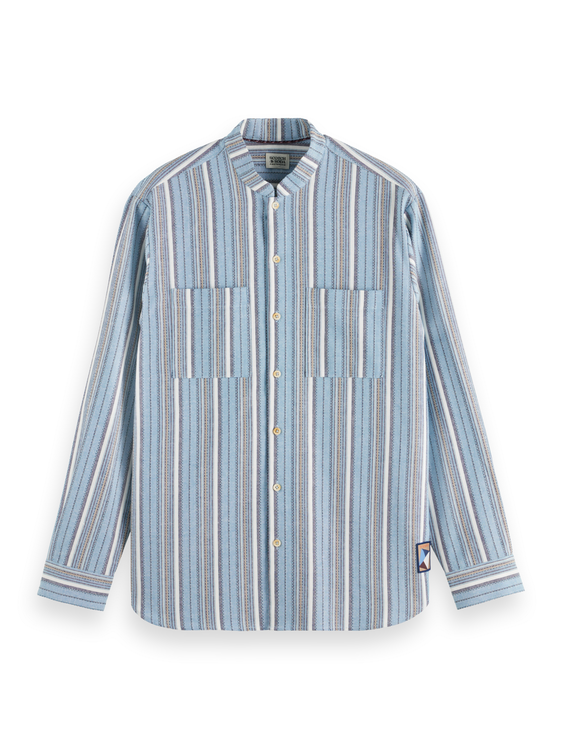 RELAXED FIT STRUCTURED MULTICOLOR STRIPE SHIRT