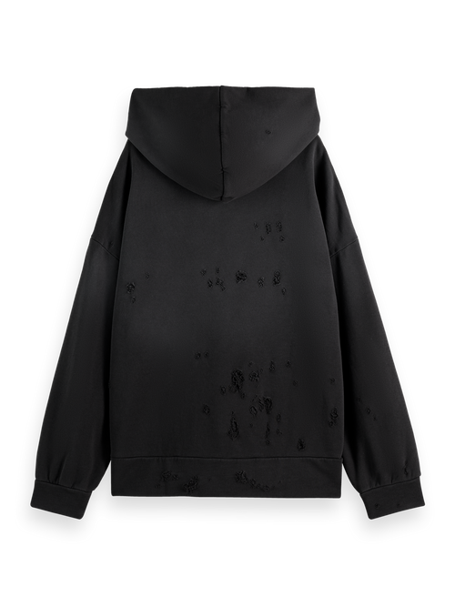 SPRAYED HOODIE WITH DESTROYED DETAILS