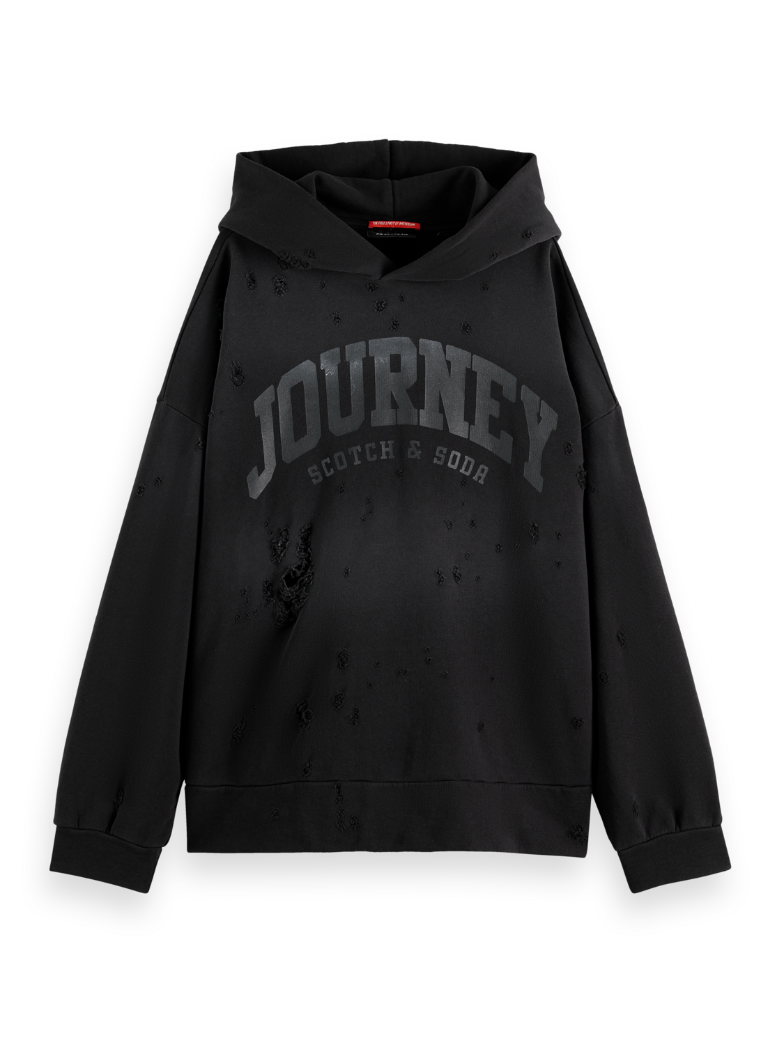 SPRAYED HOODIE WITH DESTROYED DETAILS