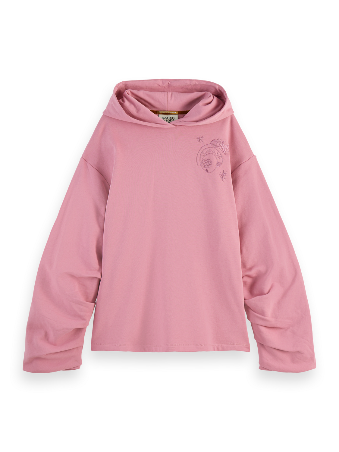 GATHERED SLEEVE OVERSIZED FIT HOODIE