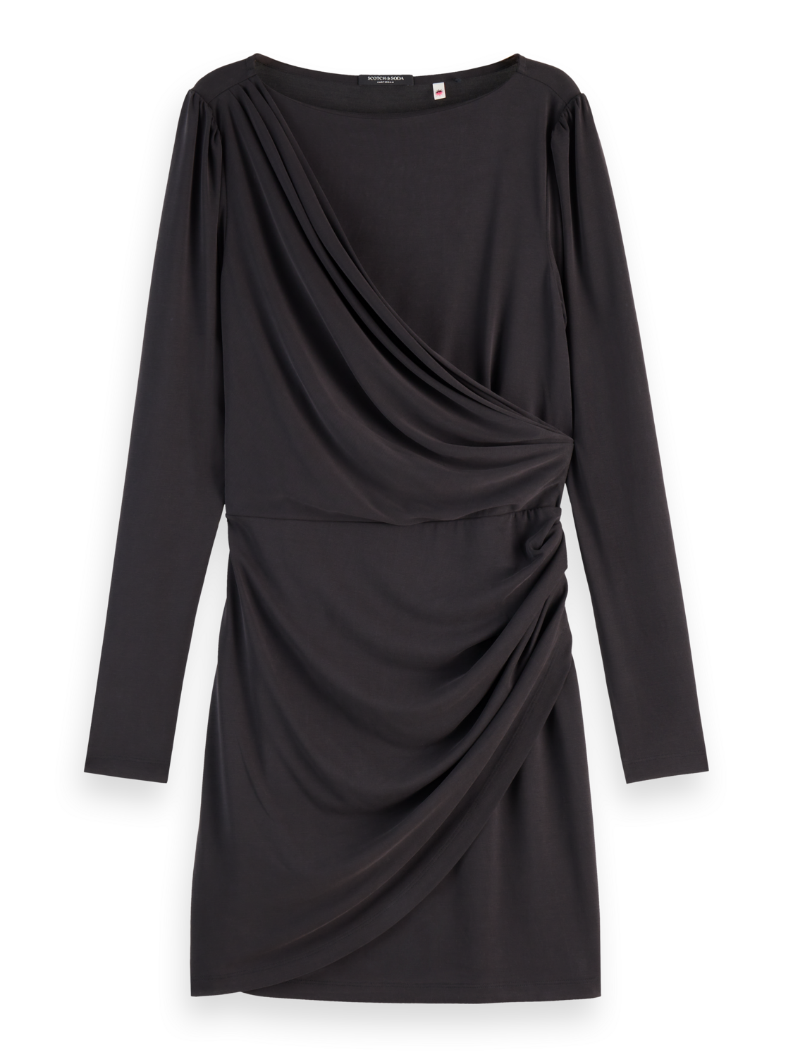 DRAPED LONG SLEEVE DRESS