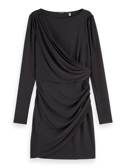 DRAPED LONG SLEEVE DRESS