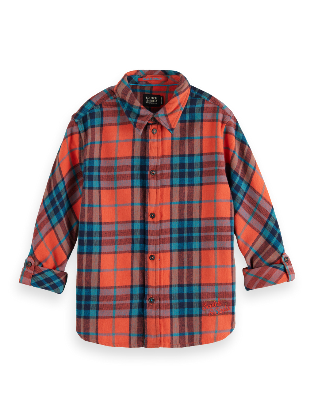 Boys REGULAR-FIT YARN-DYED CHECKED FLANNEL SHIRT