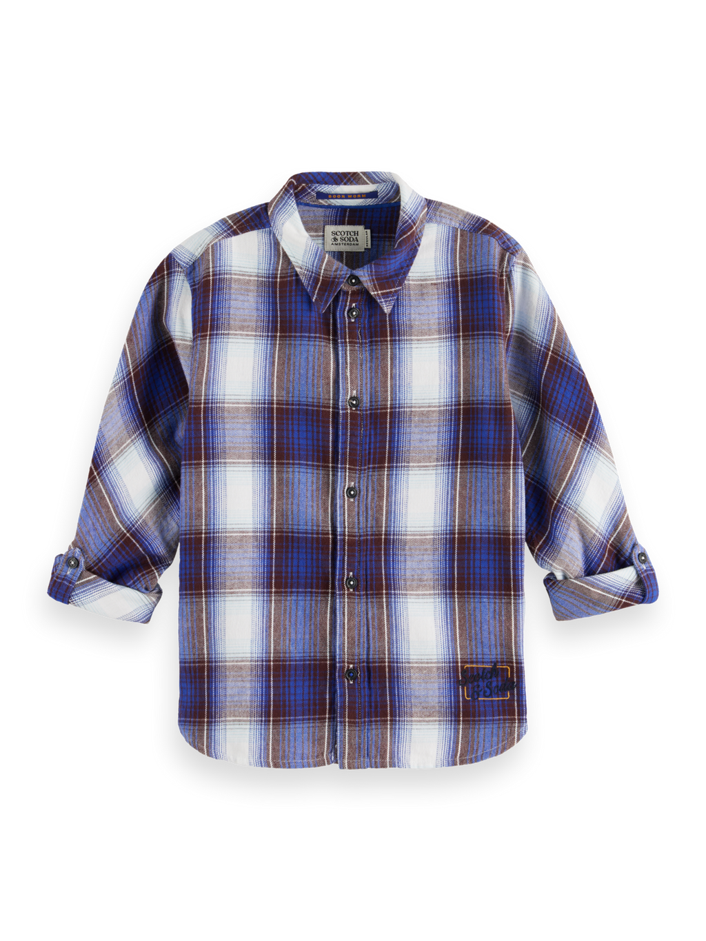 Boys REGULAR-FIT YARN-DYED CHECKED FLANNEL SHIRT