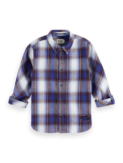 REGULAR-FIT YARN-DYED CHECKED FLANNEL SHIRT