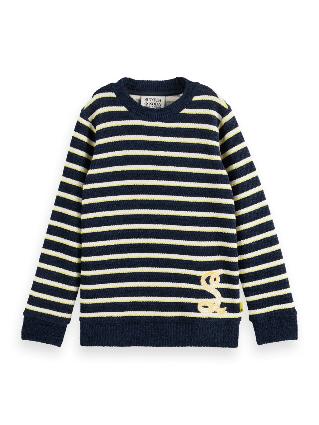 STRIPED FELPA CREWNECK