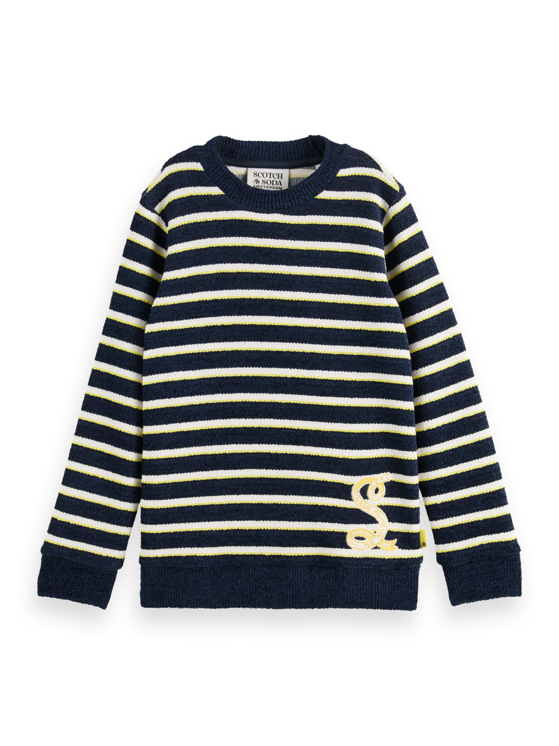 STRIPED FELPA CREWNECK