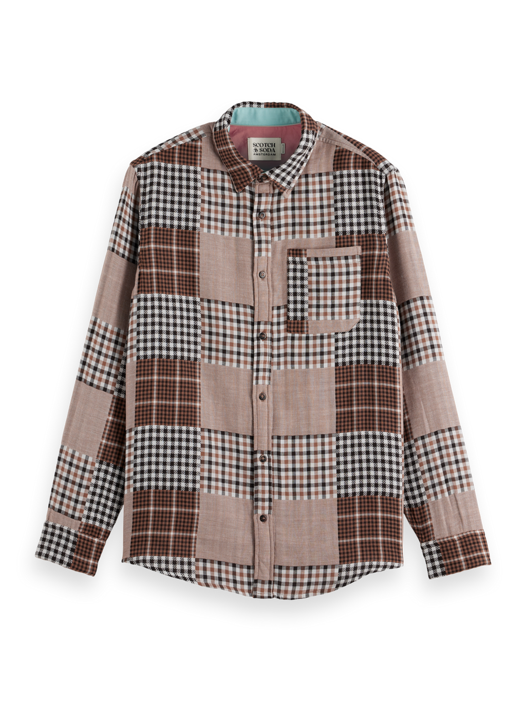 REGULAR FIT PATCHWORK FLANNEL SHIRT