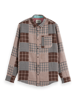 REGULAR FIT PATCHWORK FLANNEL SHIRT