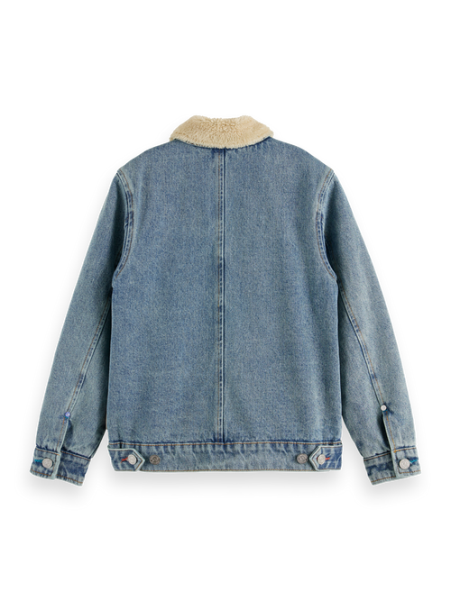 DENIM WORKWEAR JACKET WITH TEDDY LINING