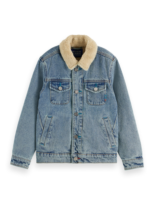 DENIM WORKWEAR JACKET WITH TEDDY LINING