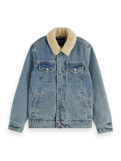 DENIM WORKWEAR JACKET WITH TEDDY LINING